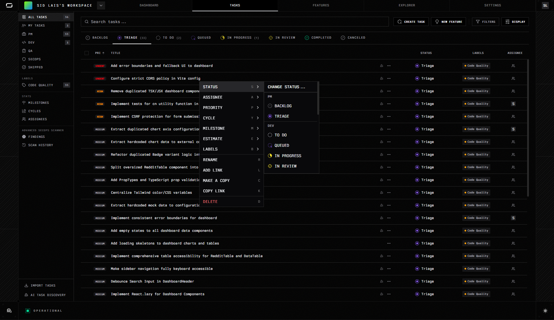 Tasks – Planning & Execution | Origin Docs