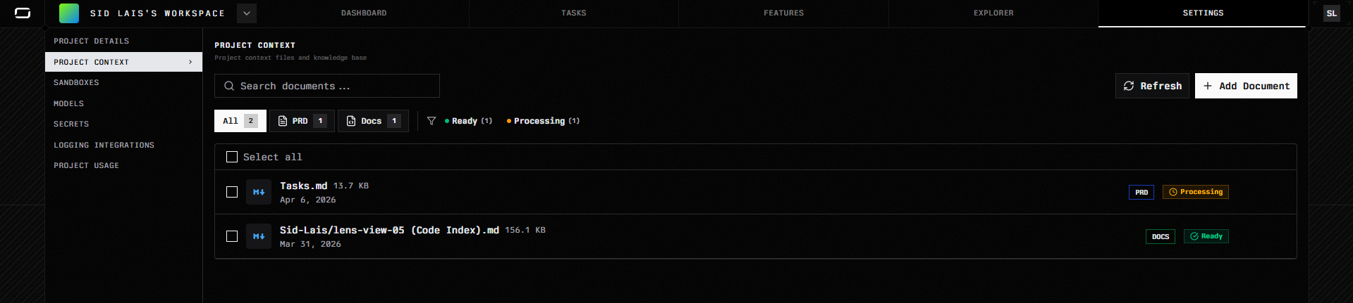 Project Context & Knowledge Files | Origin Docs