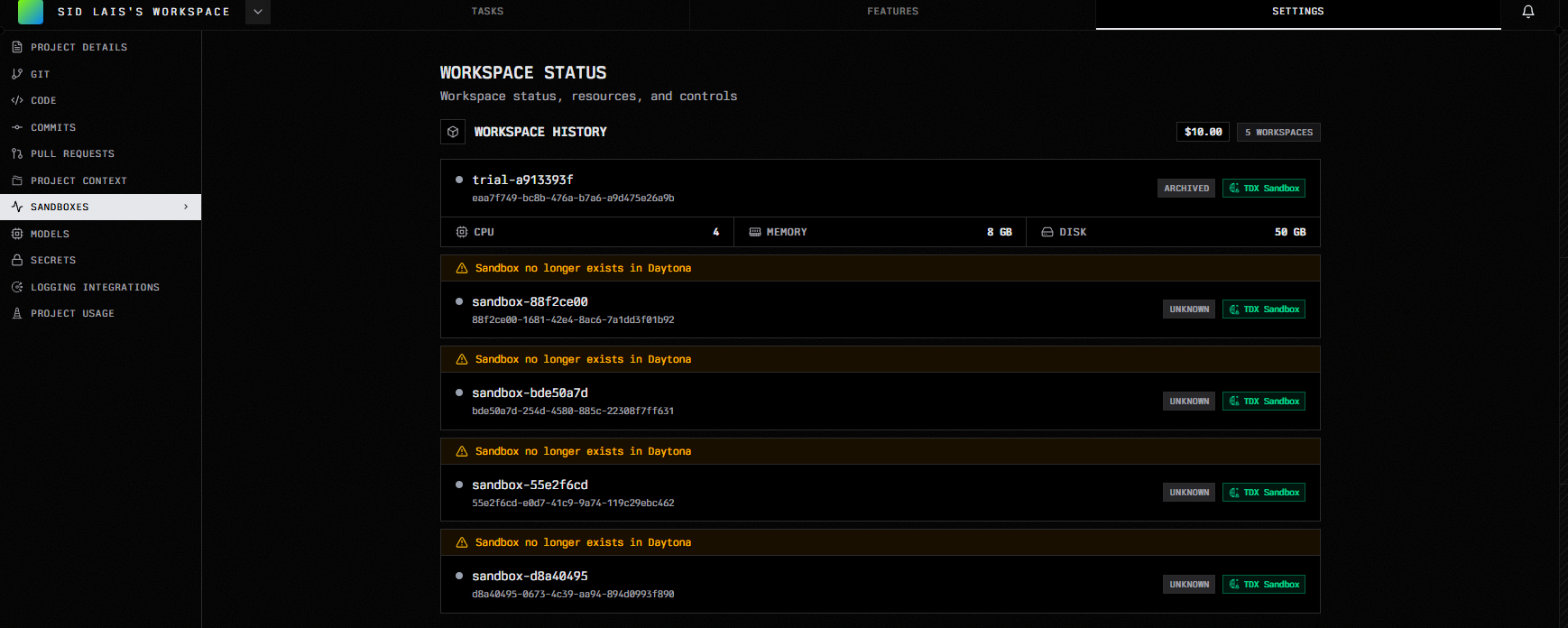 Sandbox Configuration & Settings | Origin Docs
